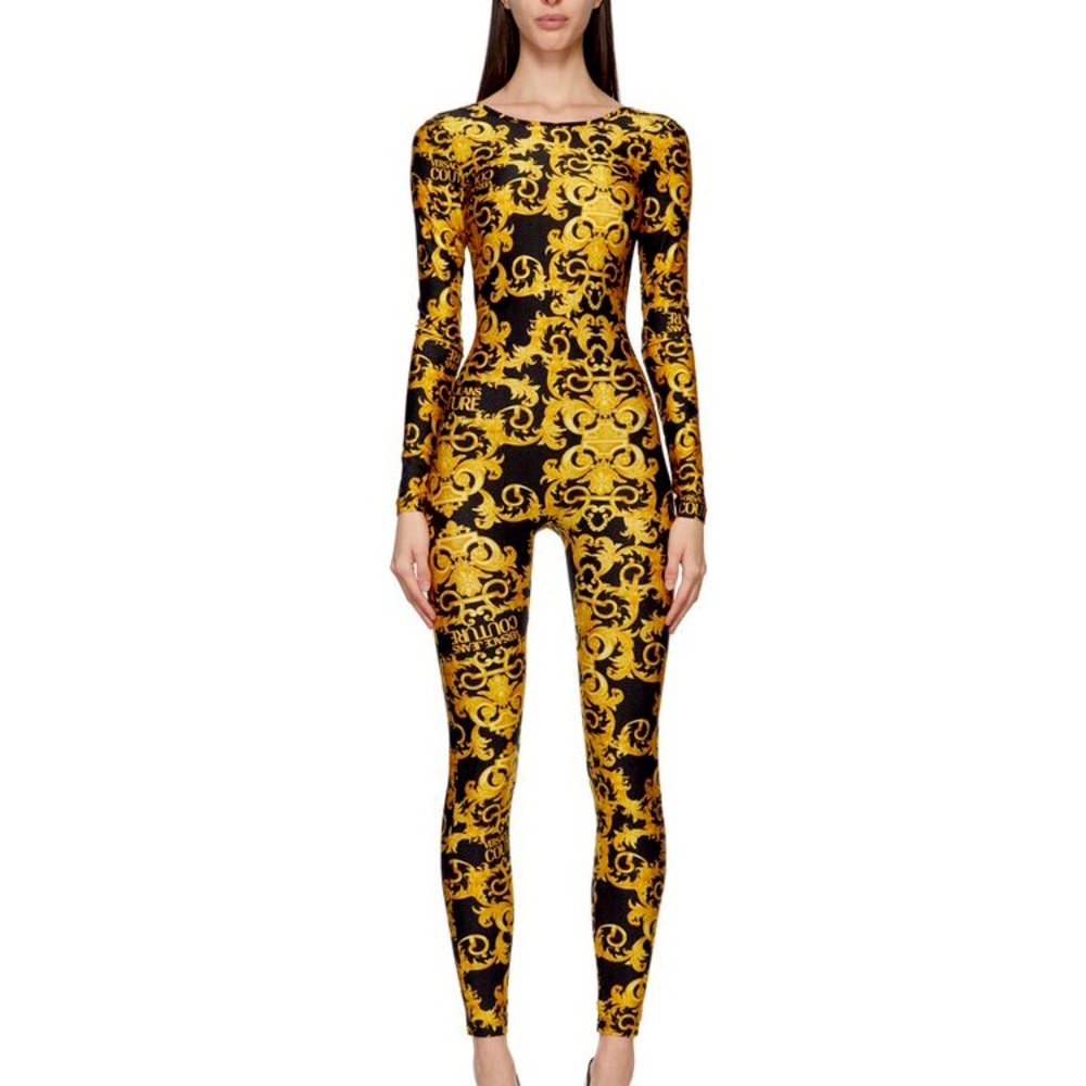 Versace Jeans Couture Black Baroque Open Back Jumpsuit (US 2)